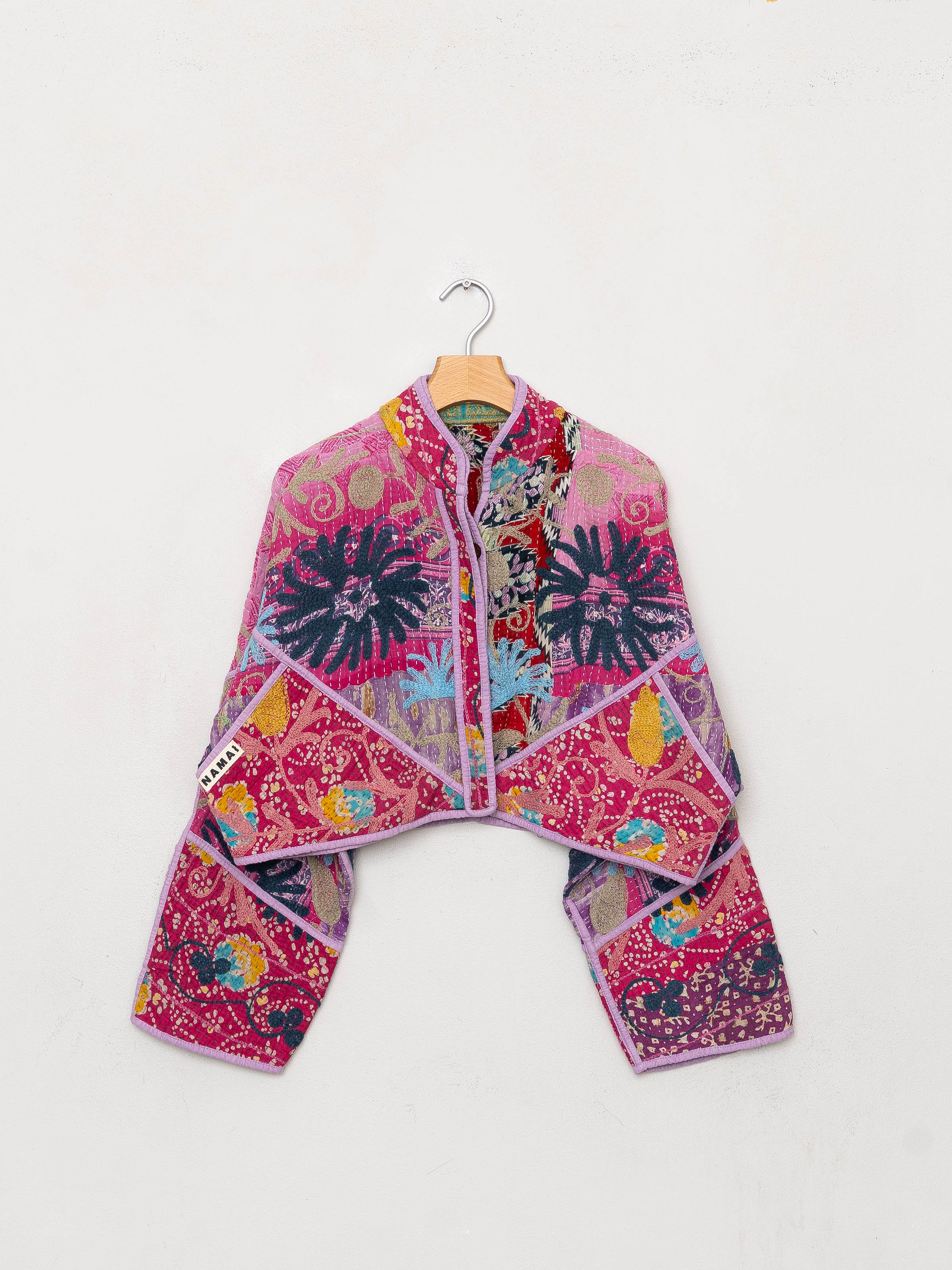 The Kaira Cropped Suzani Quilted Kantha Jacket