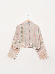 The Kaira Cropped Quilted Patchwork Kantha Jacket