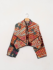 The Kaira Cropped Suzani Quilted Kantha Jacket