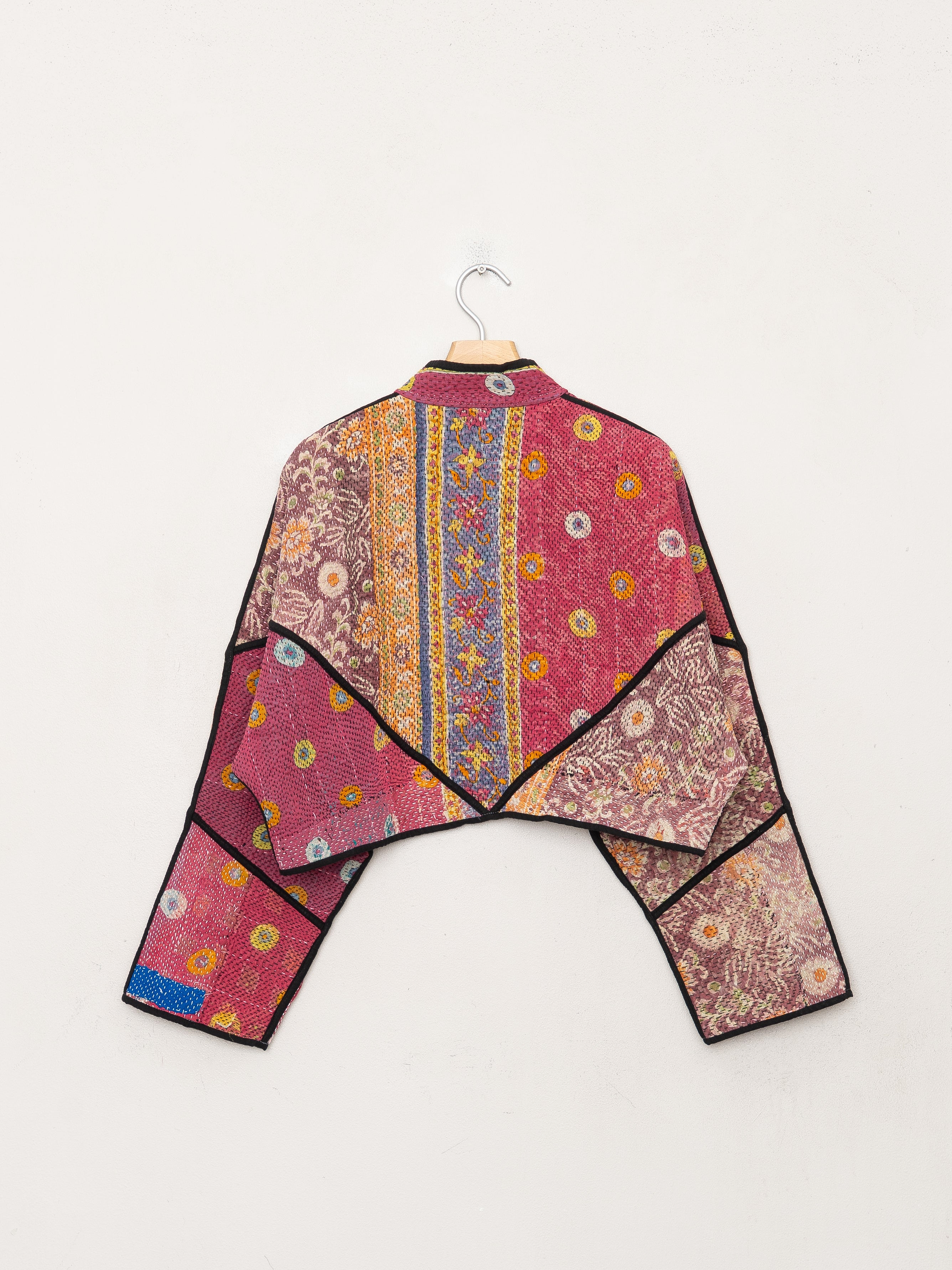 The Kaira Cropped Quilted Patchwork Kantha Jacket