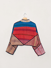 The Kaira Cropped Quilted Patchwork Kantha Jacket