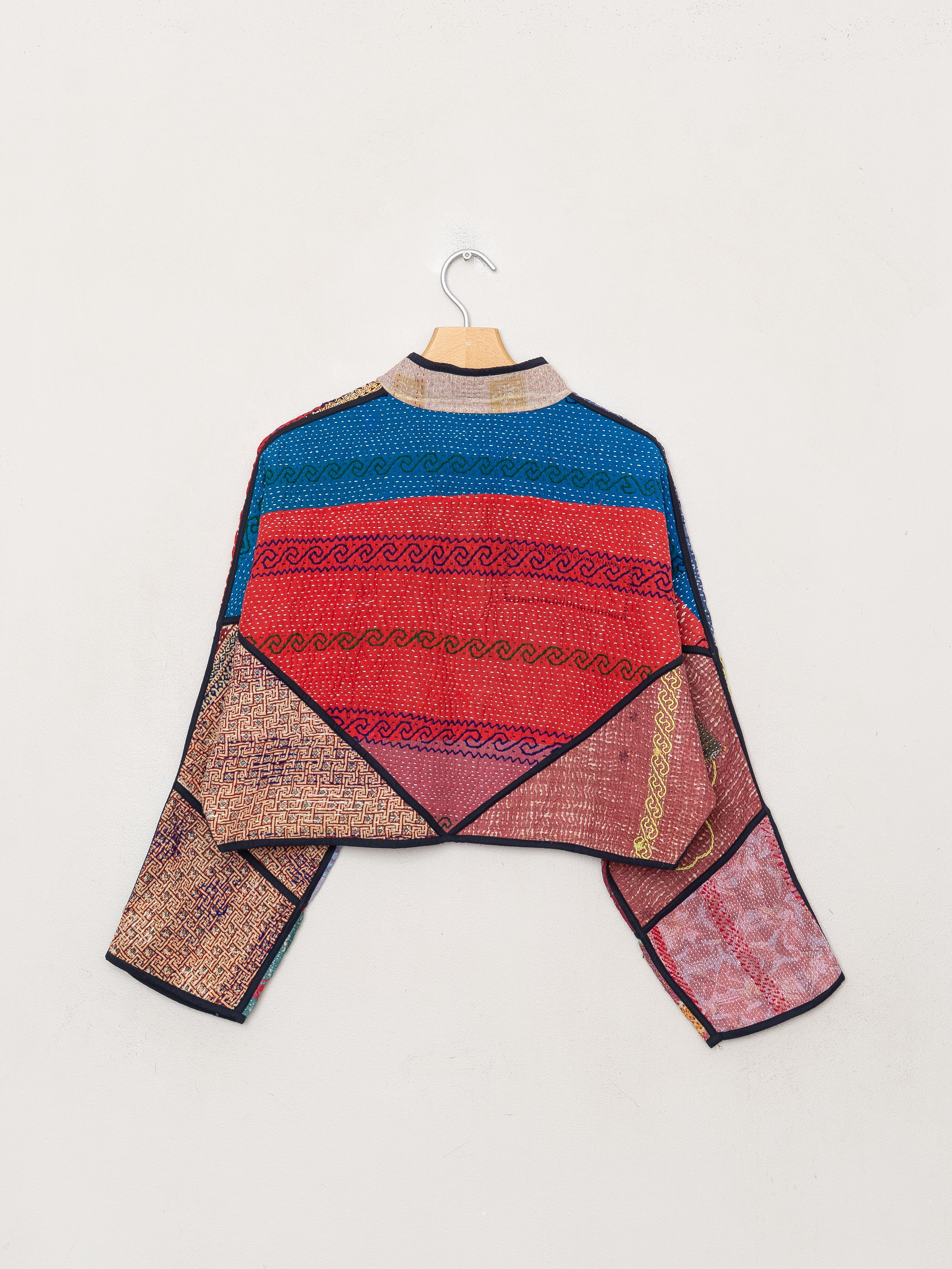 The Kaira Cropped Quilted Patchwork Kantha Jacket