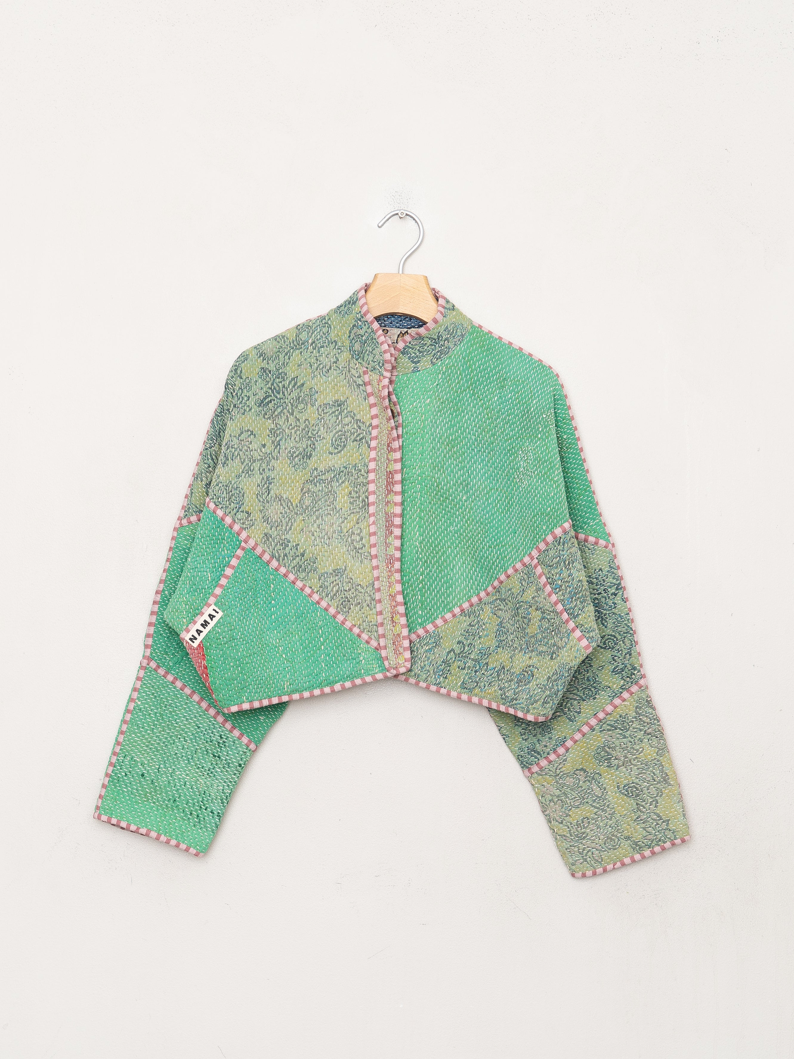 The Kaira Cropped Quilted Patchwork Kantha Jacket
