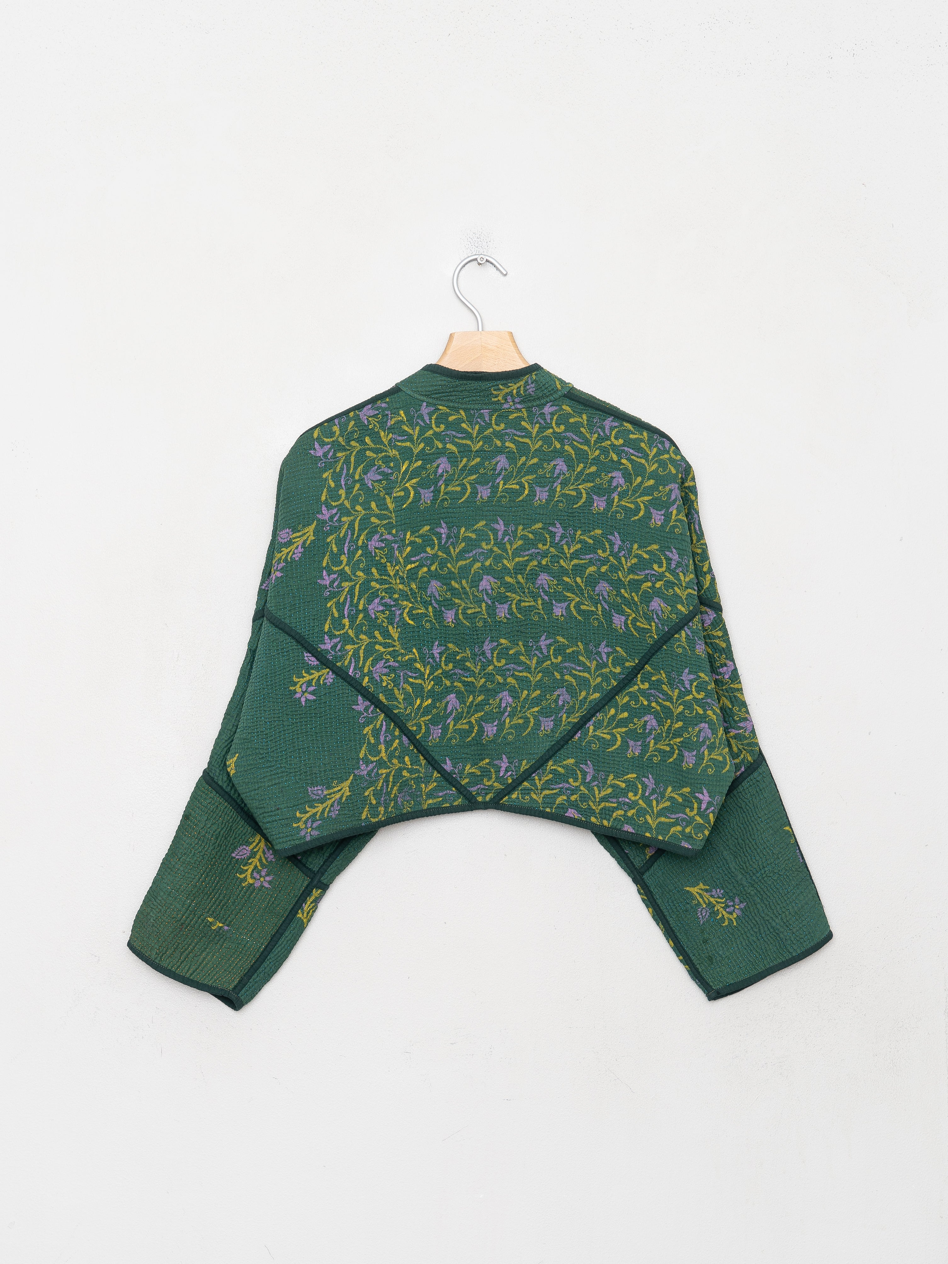 The Kaira Cropped Quilted Indigo Kantha Jacket