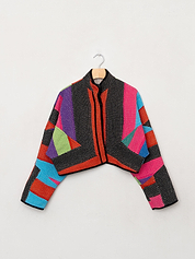 The Kaira Cropped Quilted Patchwork Kantha Jacket