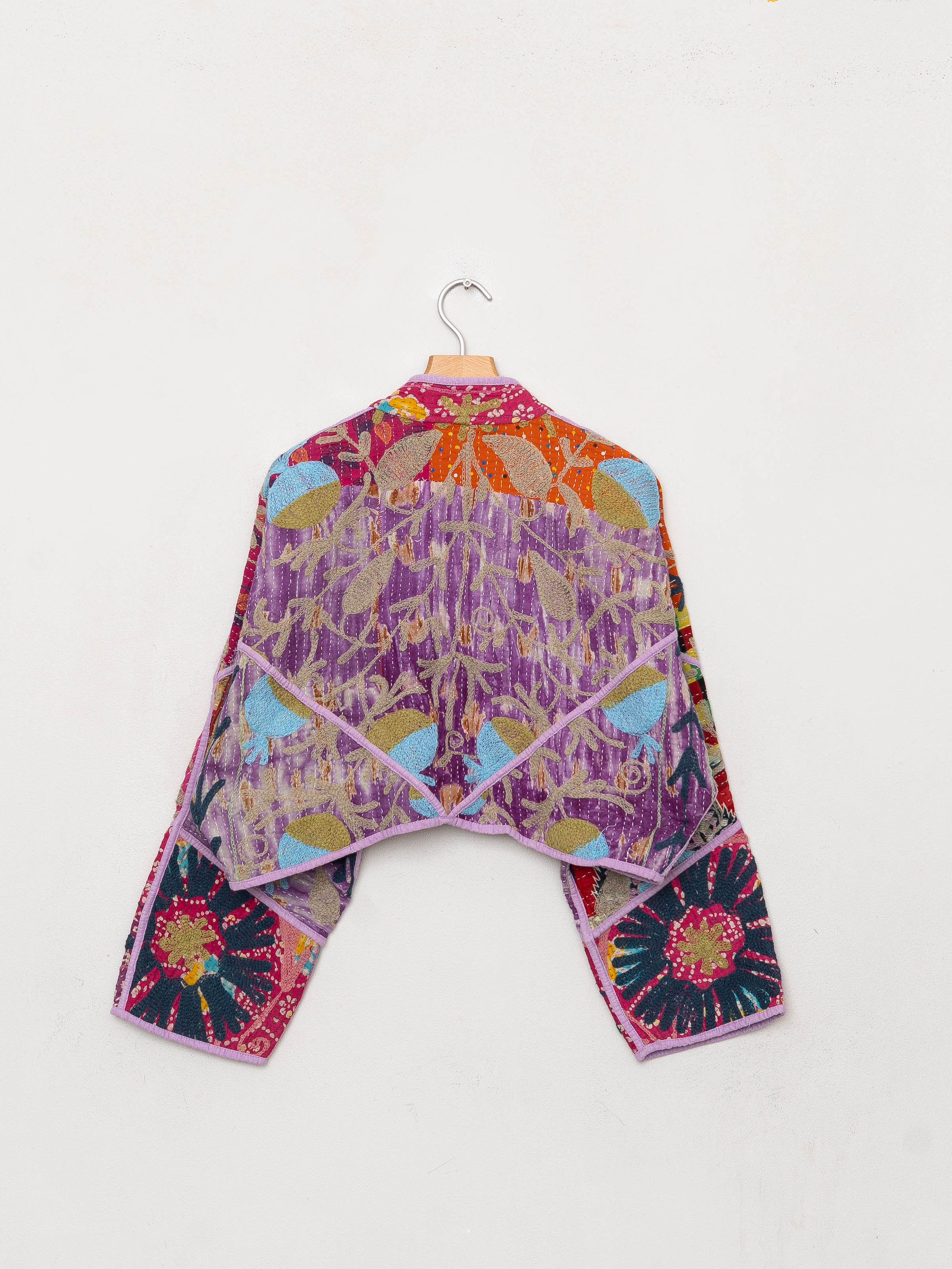 The Kaira Cropped Suzani Quilted Kantha Jacket