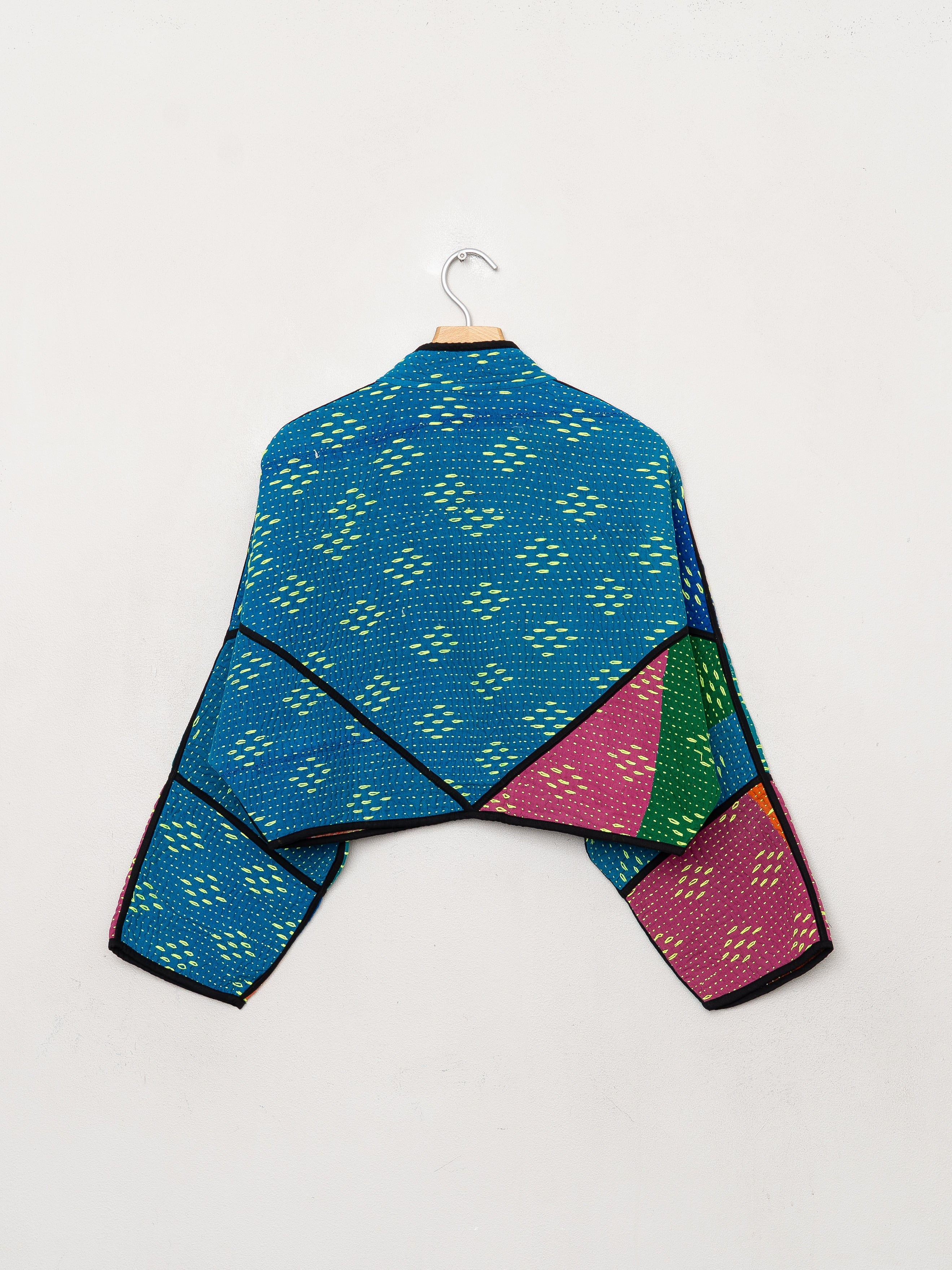 The Kaira Cropped Quilted Patchwork Kantha Jacket