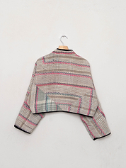 The Kaira Cropped Quilted Patchwork Kantha Jacket