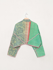 The Kaira Cropped Quilted Patchwork Kantha Jacket