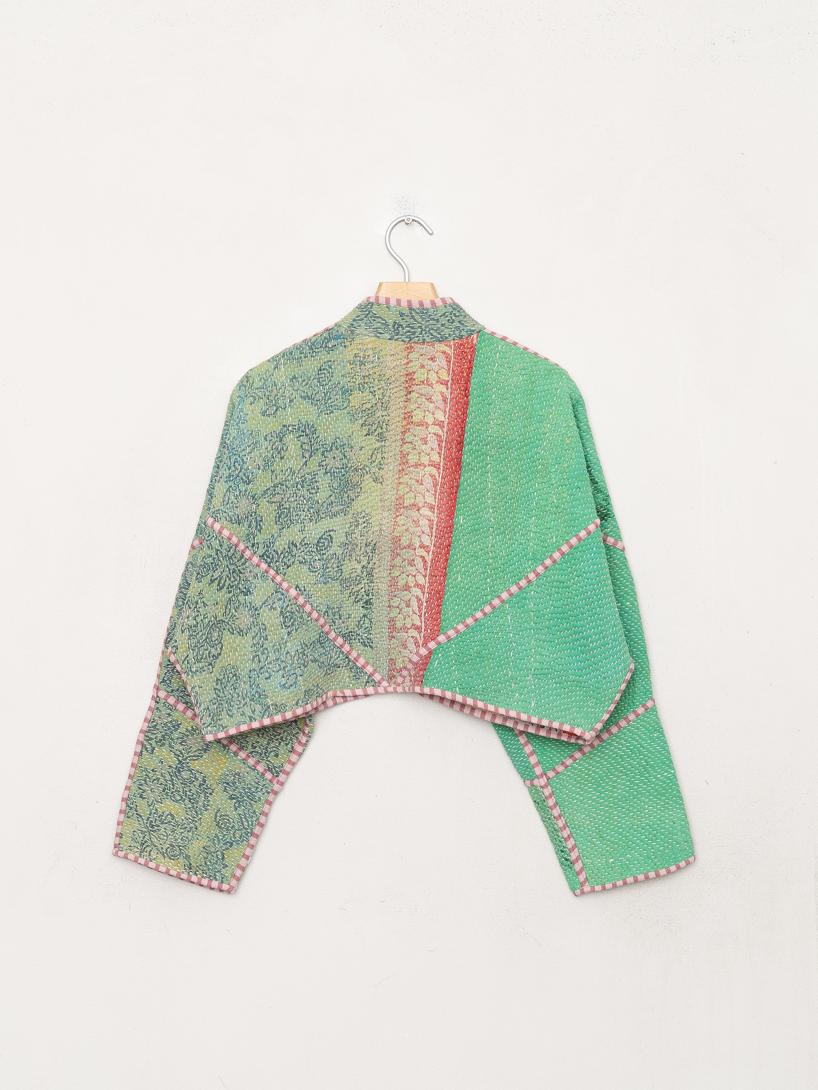 The Kaira Cropped Quilted Patchwork Kantha Jacket
