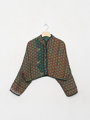 The Kaira Cropped Quilted Indigo Kantha Jacket
