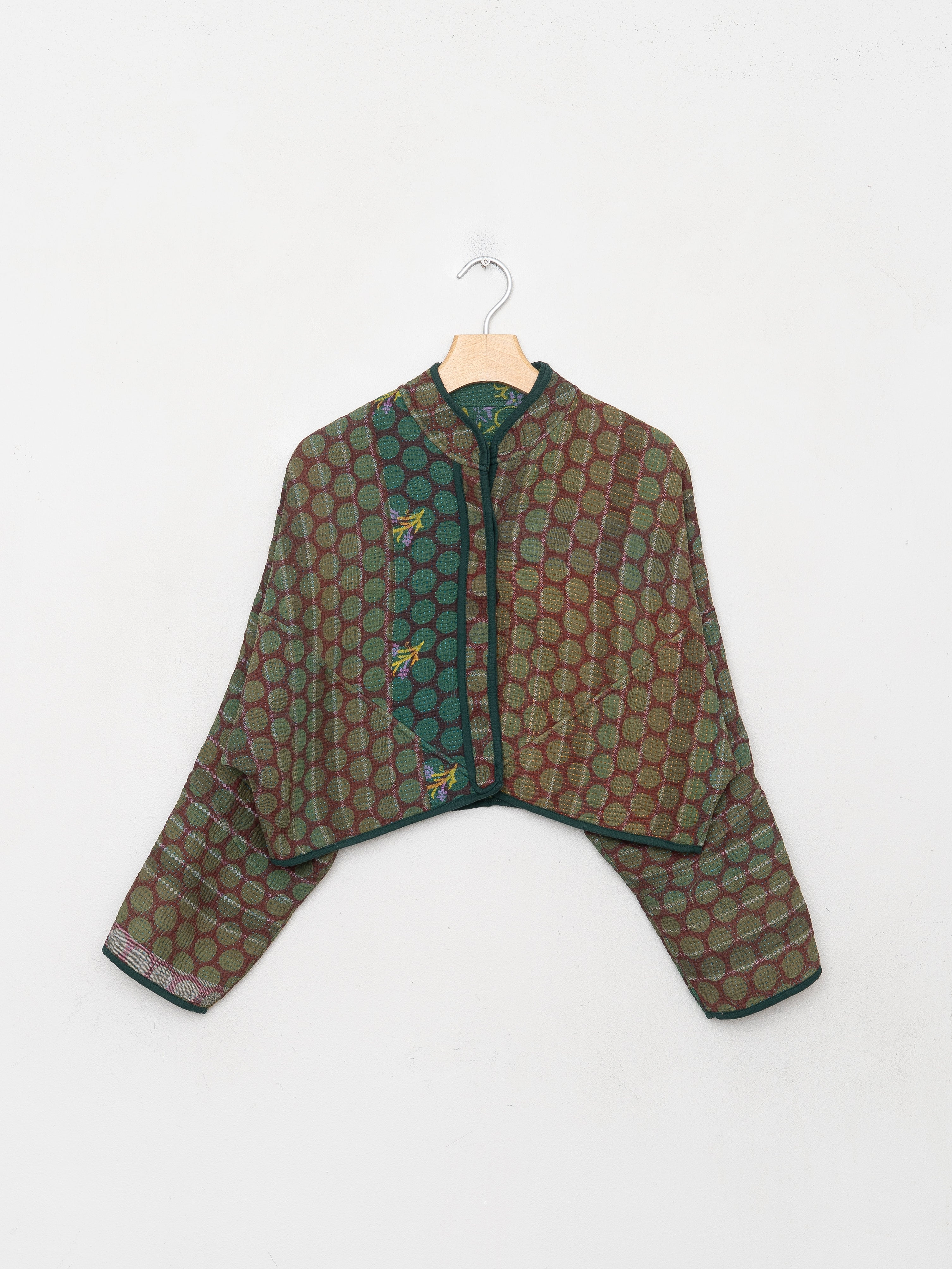The Kaira Cropped Quilted Indigo Kantha Jacket