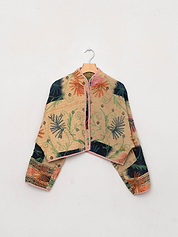 The Kaira Cropped Suzani Quilted Kantha Jacket