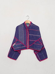 The Kaira Cropped Quilted Patchwork Kantha Jacket