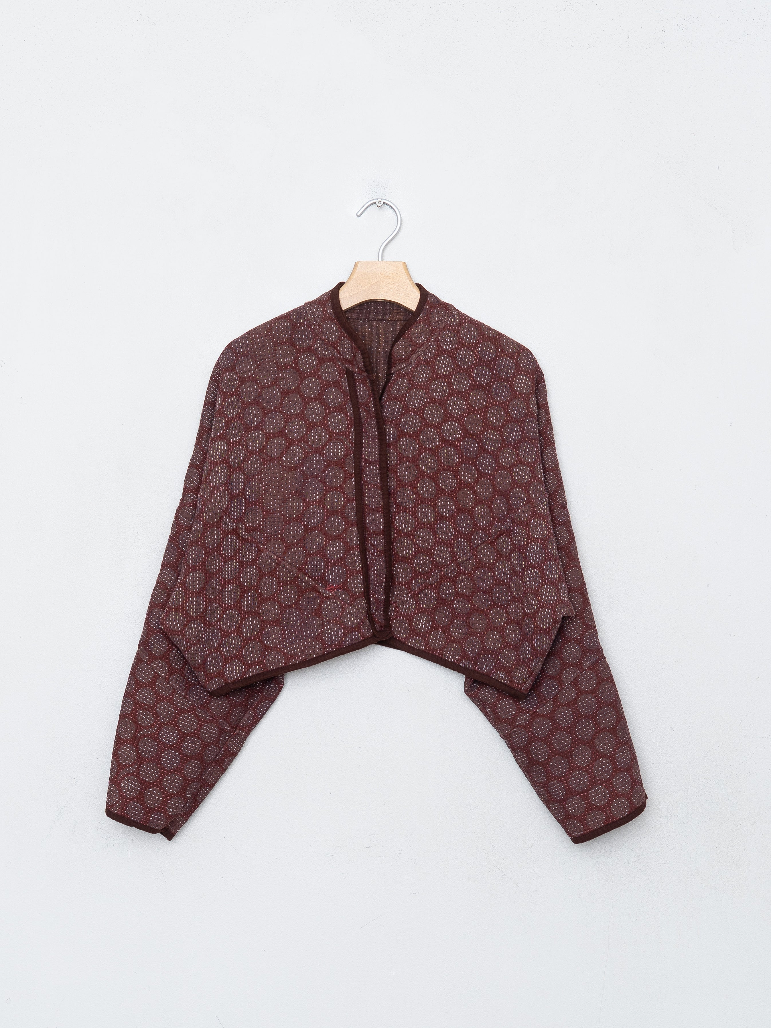 The Kaira Cropped Quilted Indigo Kantha Jacket