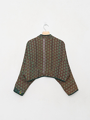 The Kaira Cropped Quilted Indigo Kantha Jacket