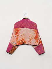 The Kaira Cropped Quilted Patchwork Kantha Jacket