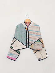 The Kaira Cropped Suzani Quilted Kantha Jacket