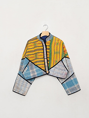 The Kaira Cropped Quilted Patchwork Kantha Jacket