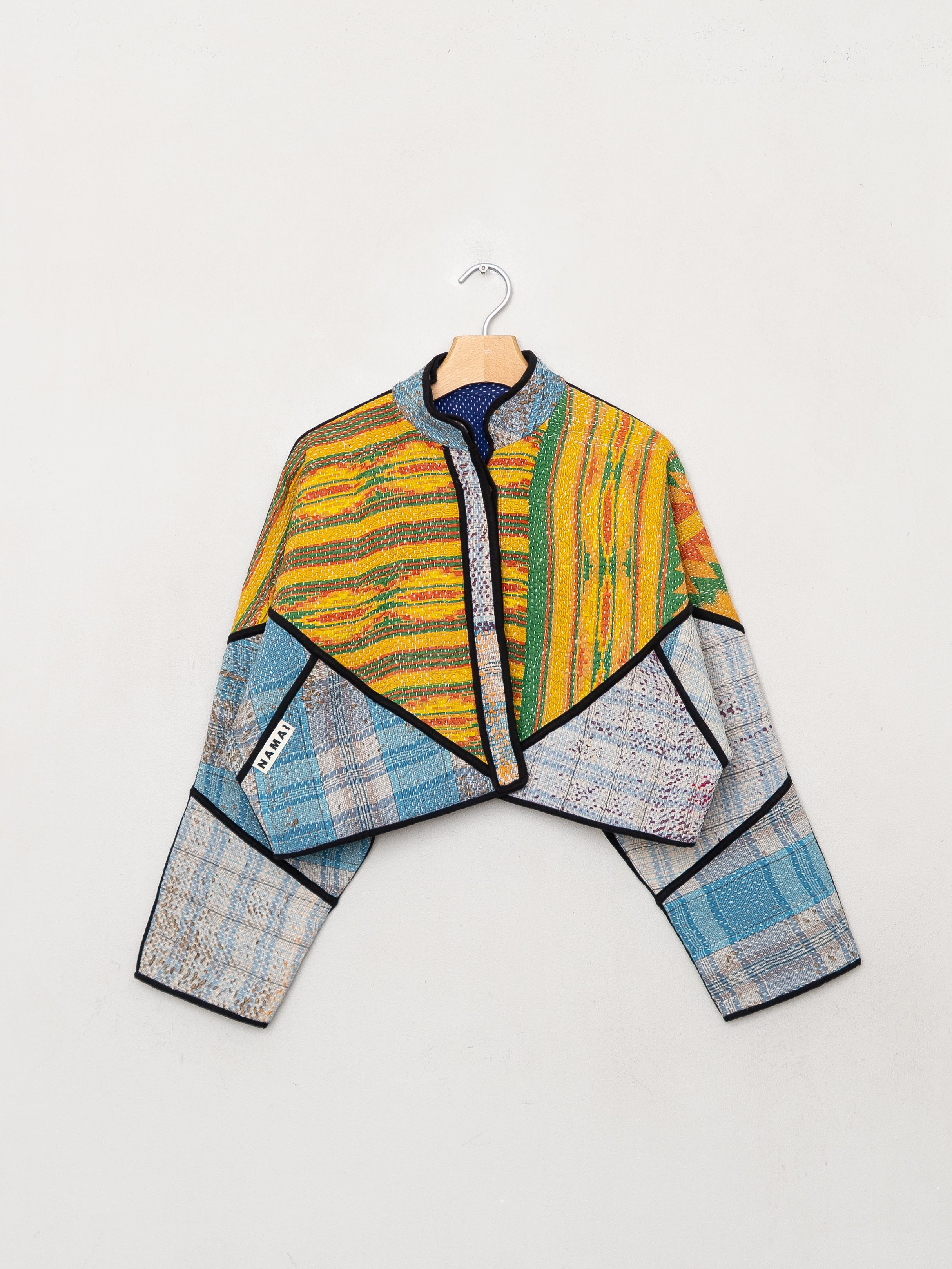The Kaira Cropped Quilted Patchwork Kantha Jacket