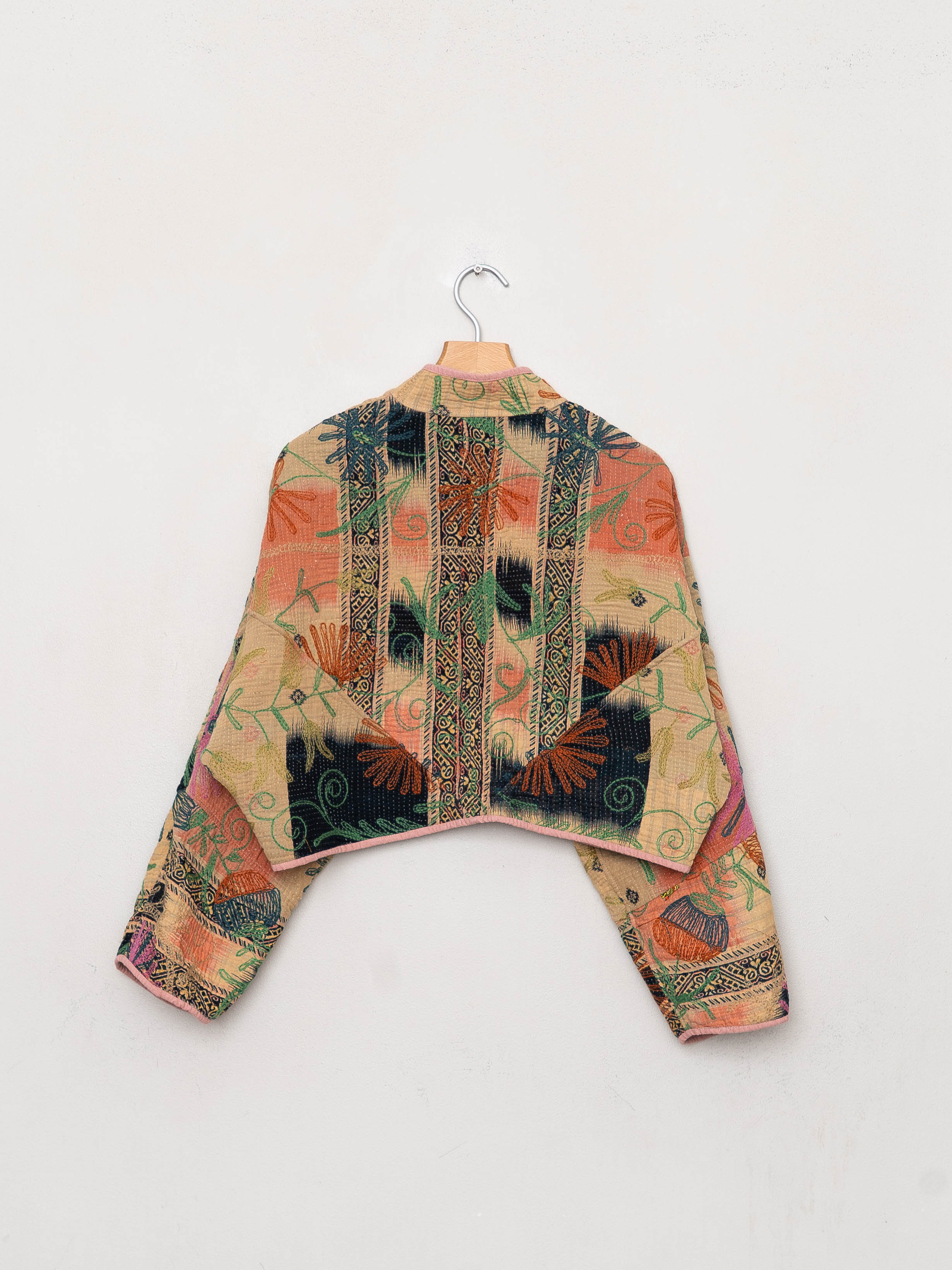 The Kaira Cropped Suzani Quilted Kantha Jacket