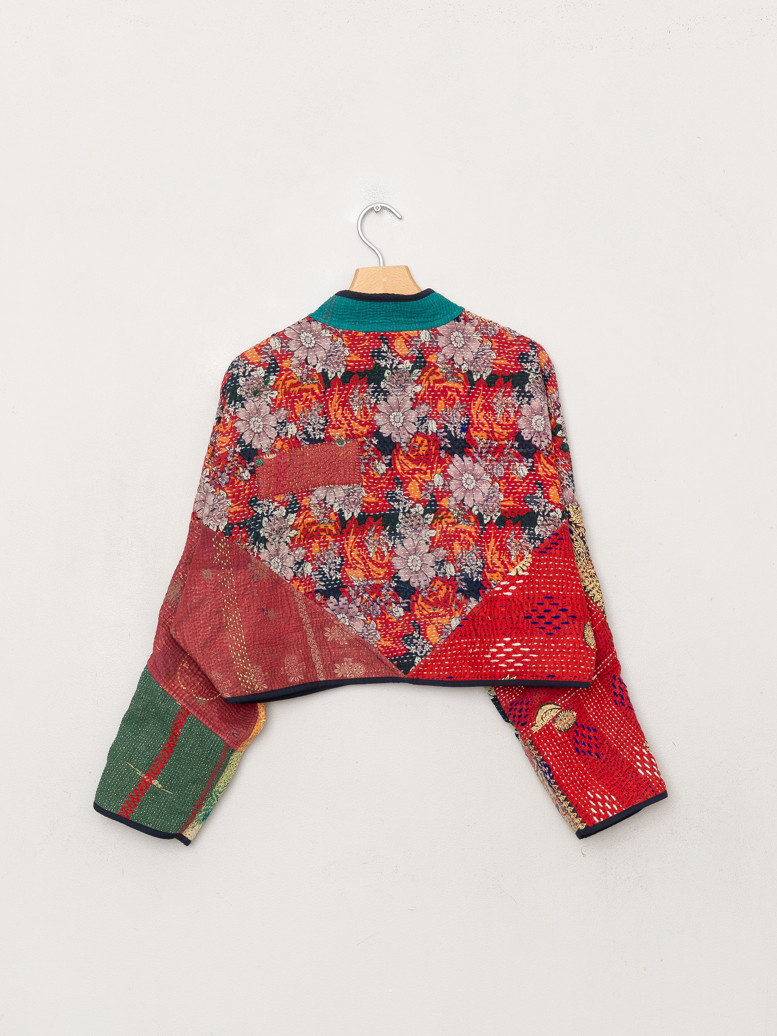 The Kaira Cropped Quilted Patchwork Kantha Jacket
