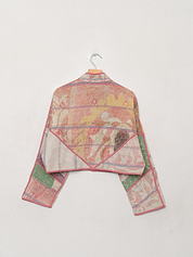 The Kaira Cropped Quilted Patchwork Kantha Jacket