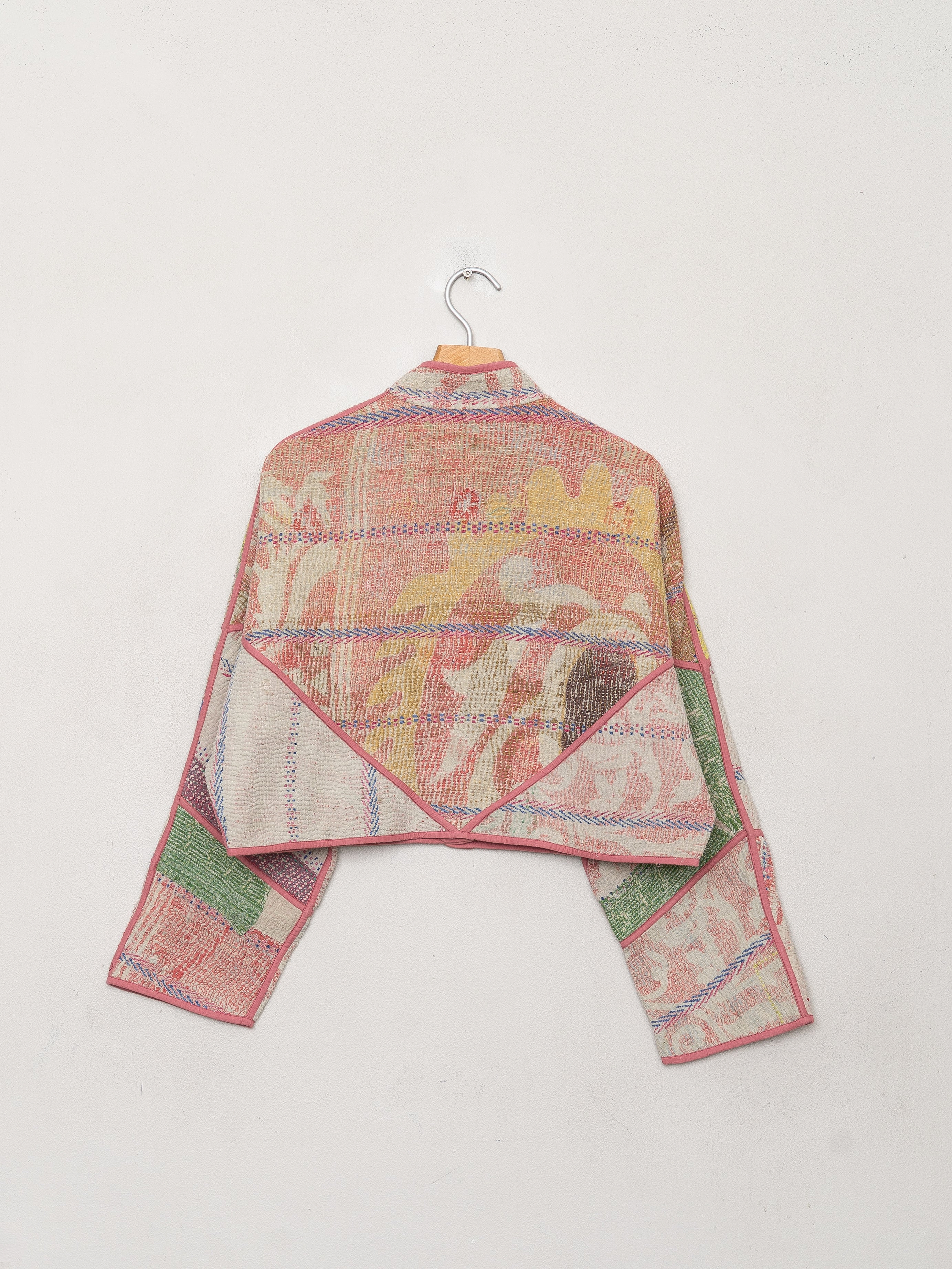 The Kaira Cropped Quilted Patchwork Kantha Jacket