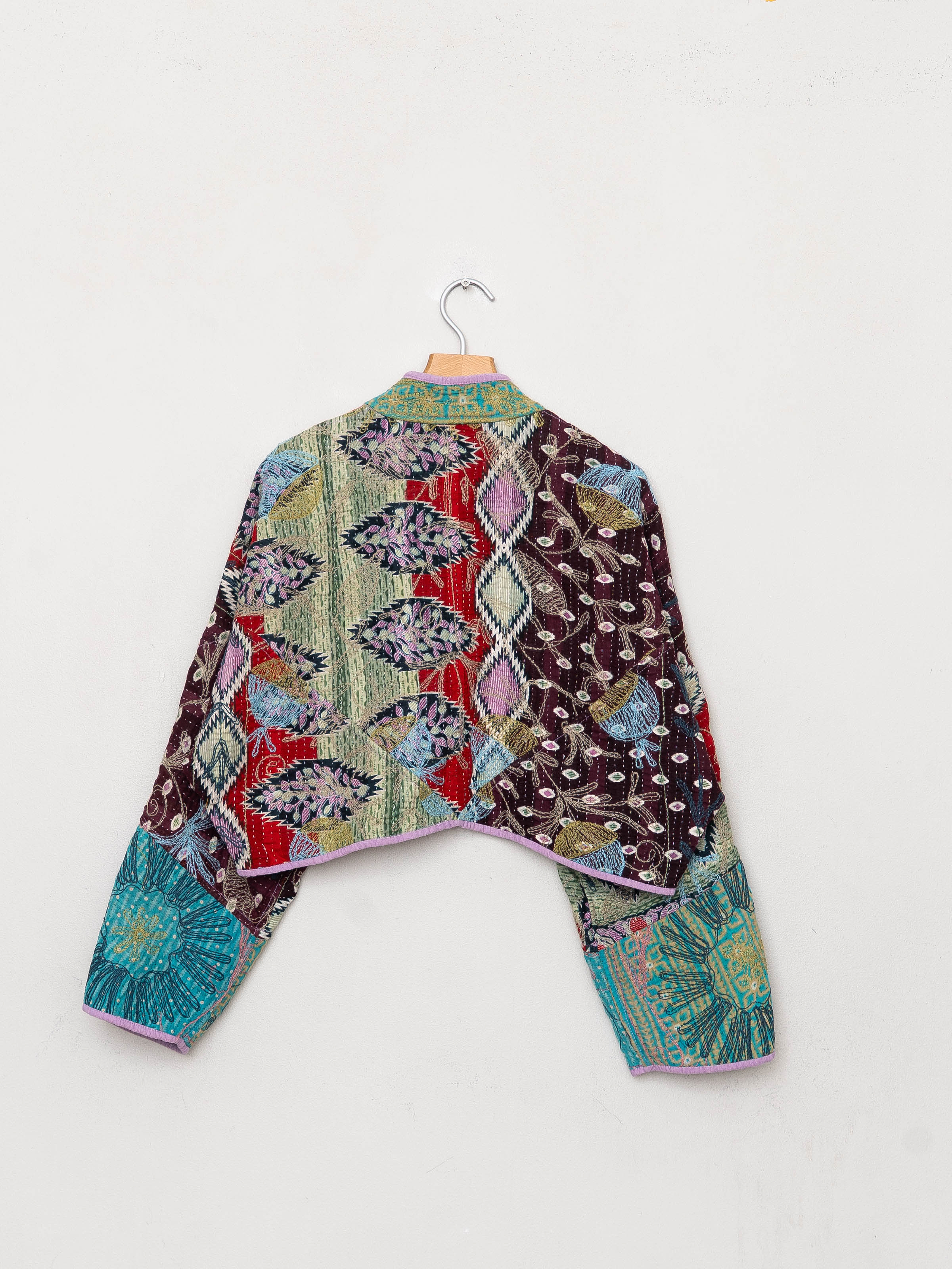 The Kaira Cropped Suzani Quilted Kantha Jacket