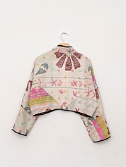 The Kaira Cropped Suzani Quilted Kantha Jacket