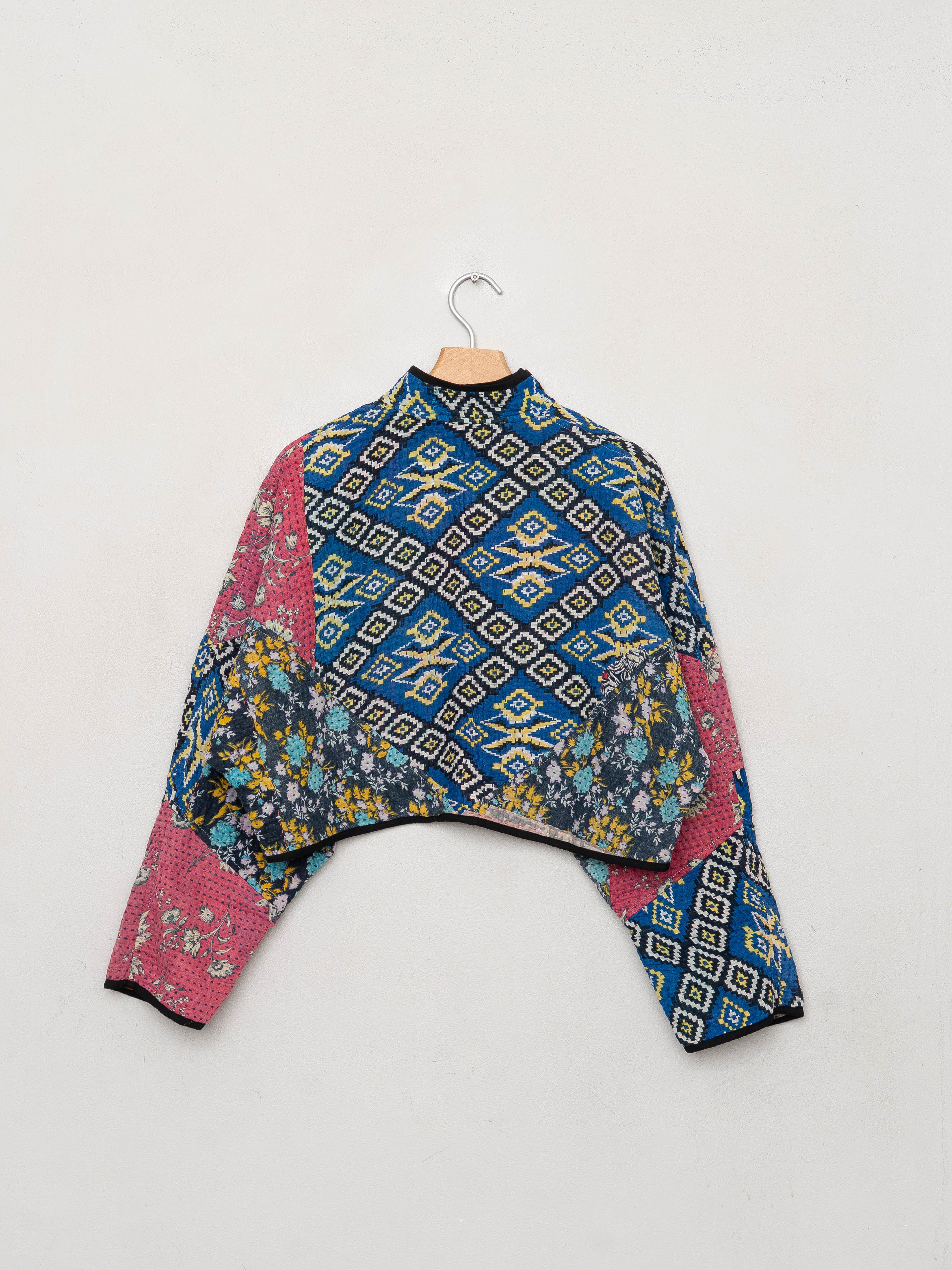 The Kaira Cropped Quilted Patchwork Kantha Jacket