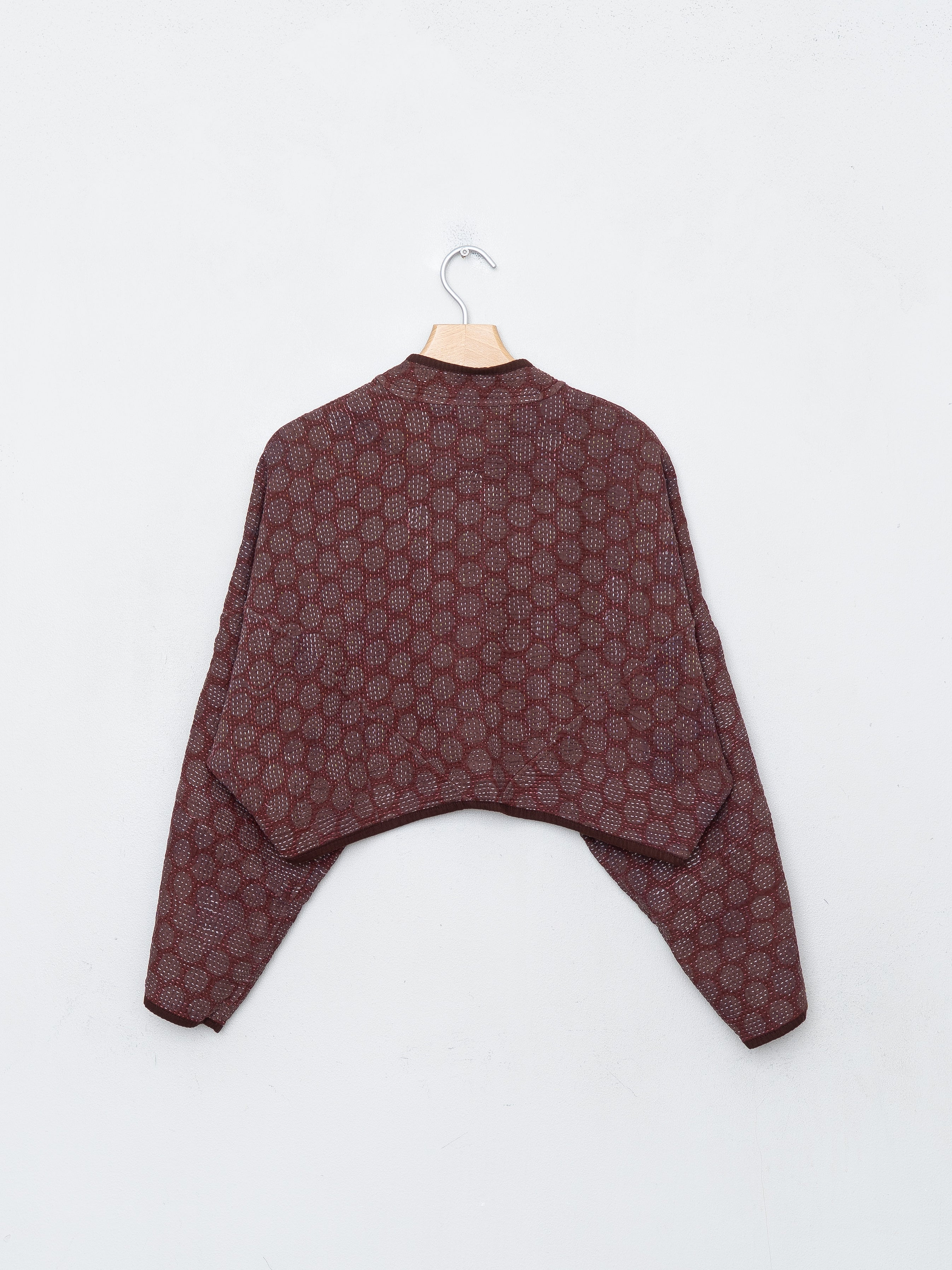 The Kaira Cropped Quilted Indigo Kantha Jacket