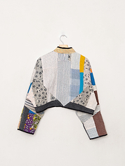 The Kaira Cropped Quilted Patchwork Kantha Jacket