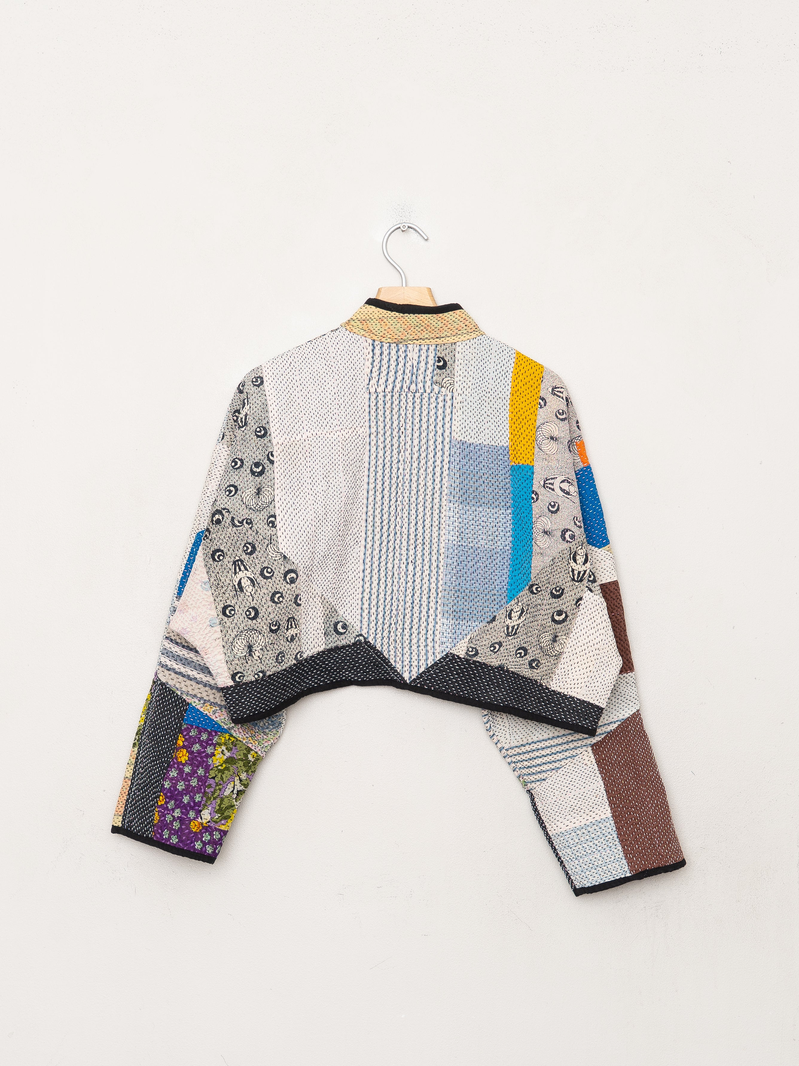 The Kaira Cropped Quilted Patchwork Kantha Jacket