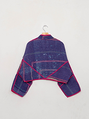 The Kaira Cropped Quilted Patchwork Kantha Jacket