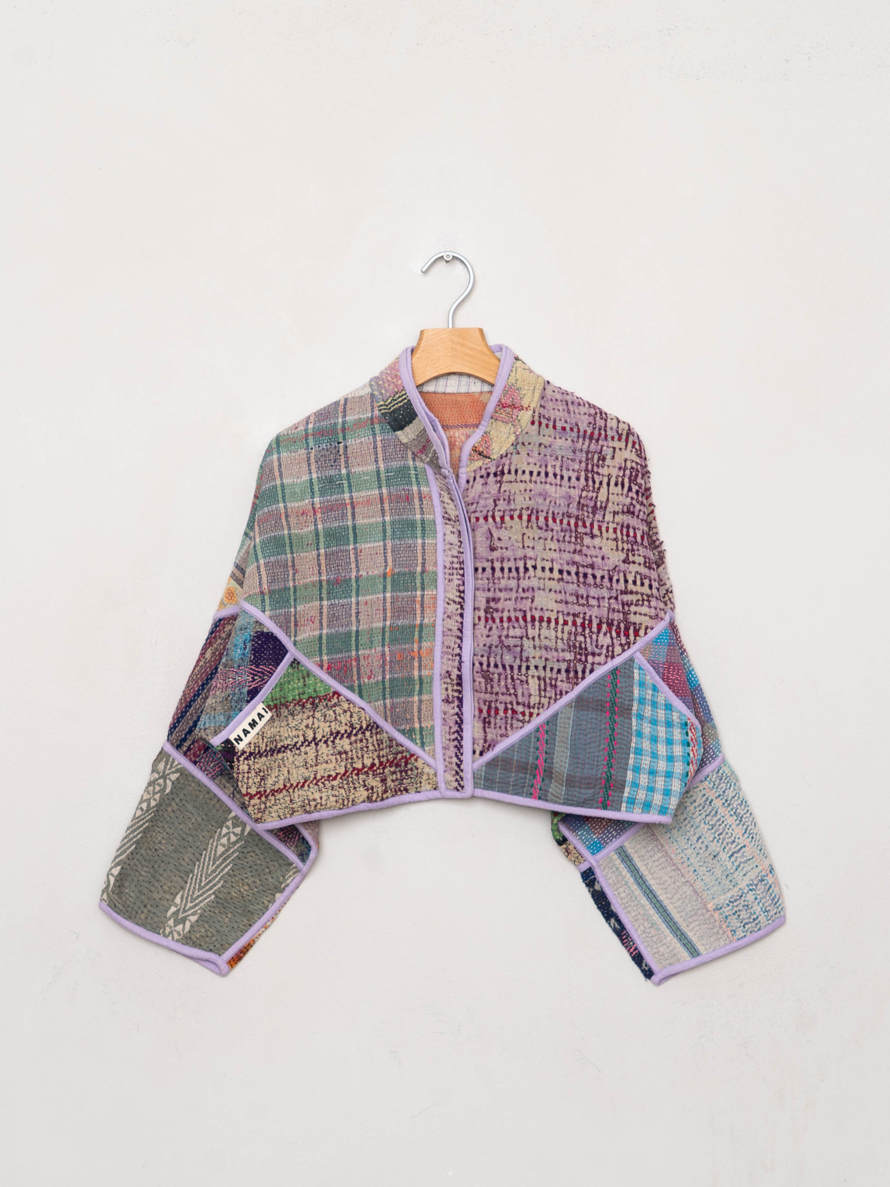 The Kaira Cropped Quilted Patchwork Kantha Jacket