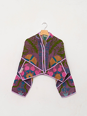 The Kaira Cropped Suzani Quilted Kantha Jacket