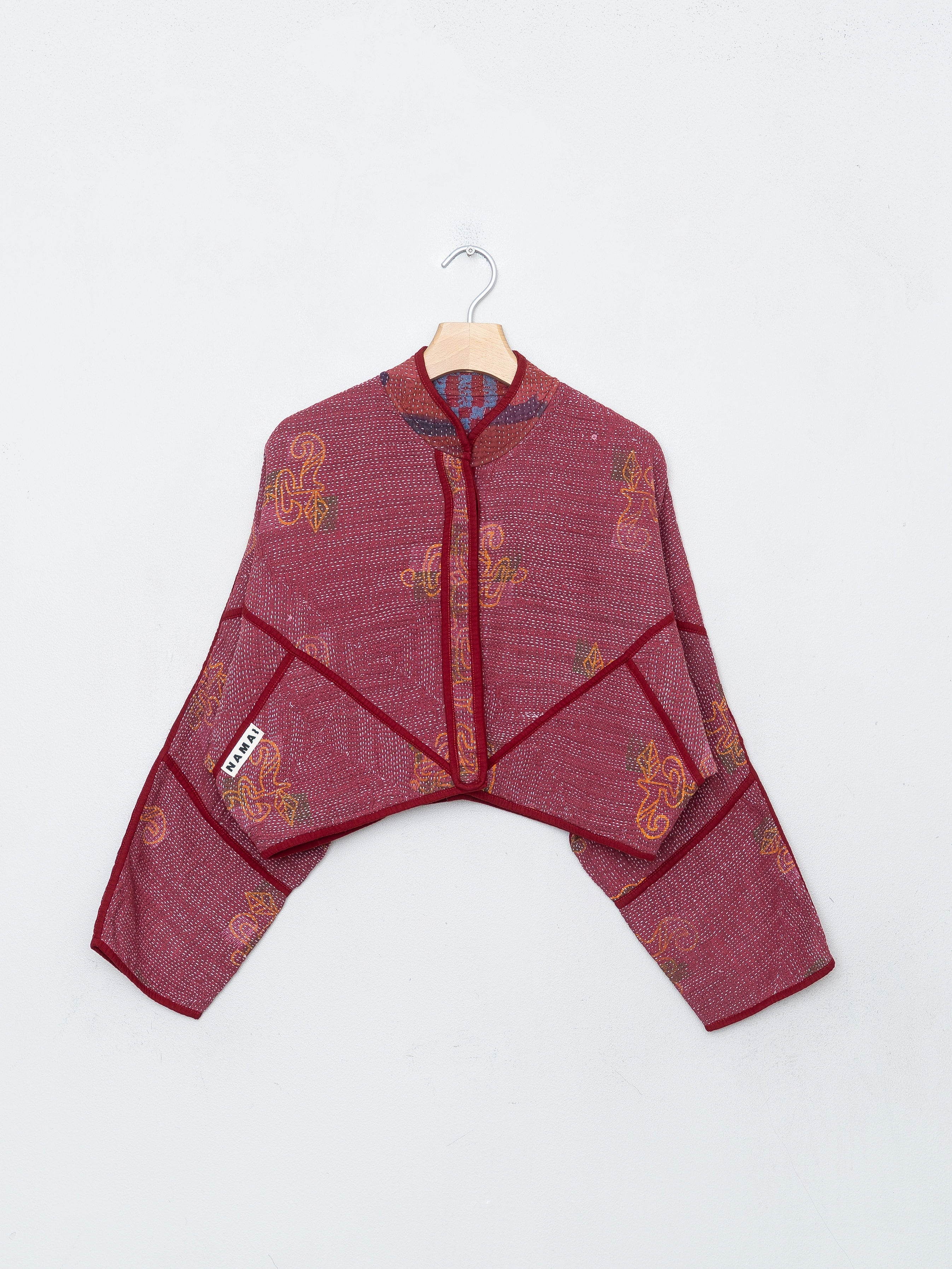 The Kaira Cropped Quilted Indigo Kantha Jacket