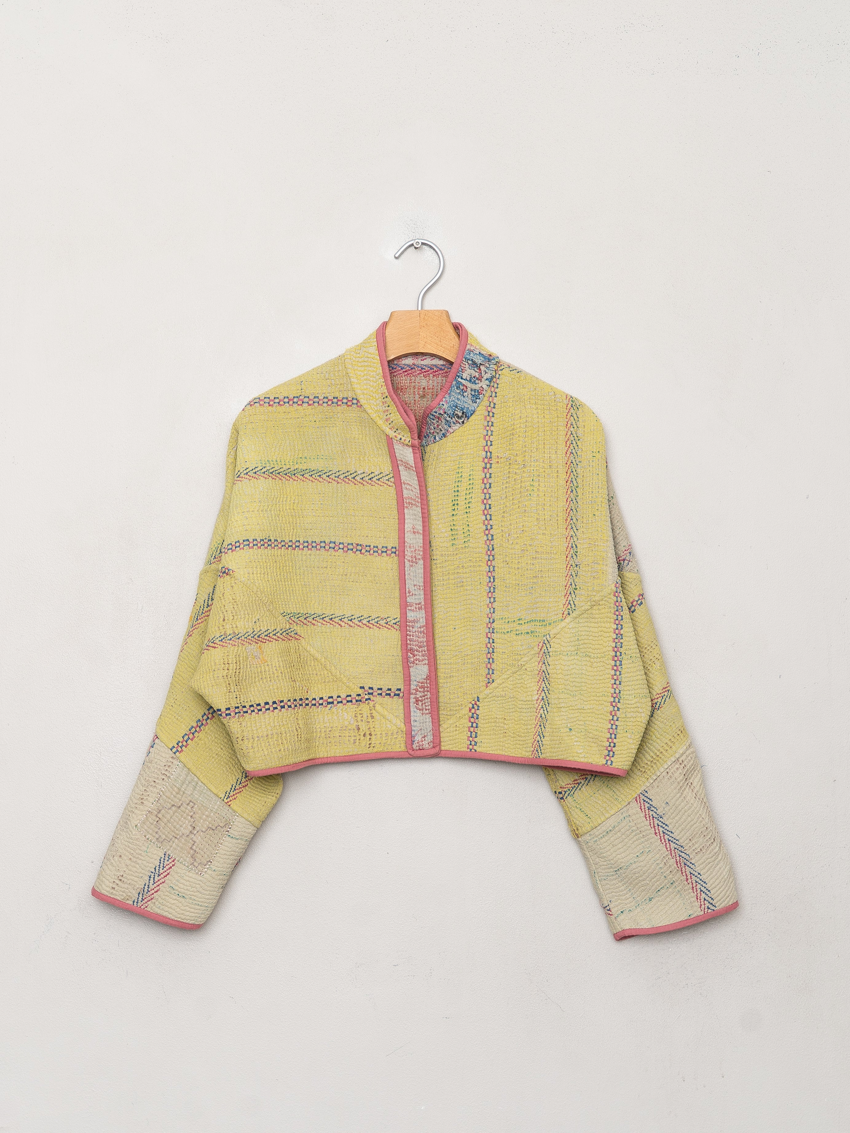 The Kaira Cropped Quilted Patchwork Kantha Jacket