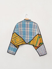 The Kaira Cropped Quilted Patchwork Kantha Jacket