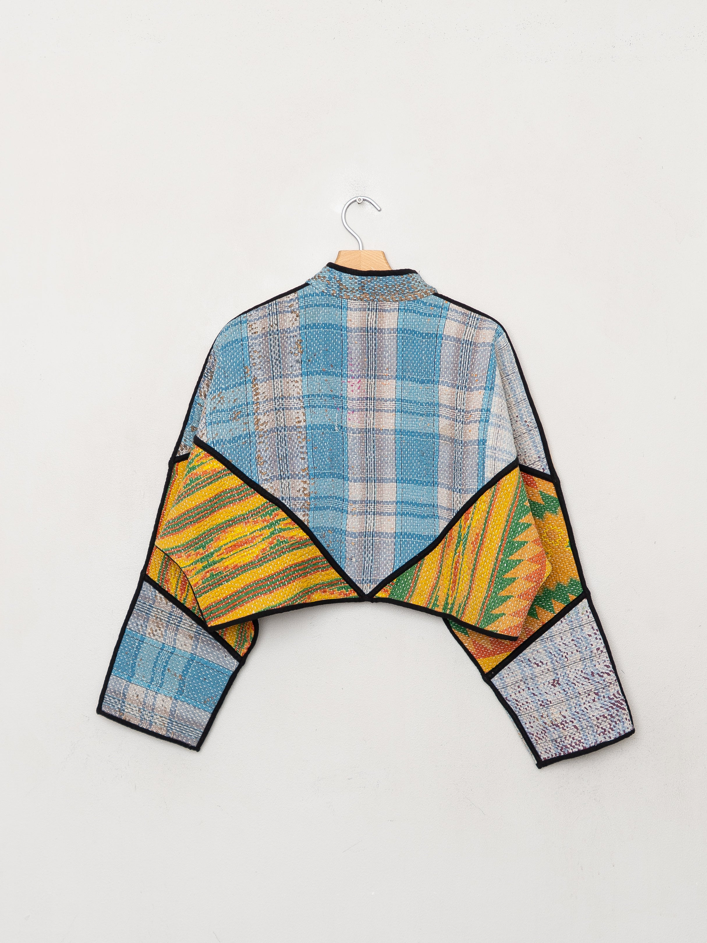 The Kaira Cropped Quilted Patchwork Kantha Jacket