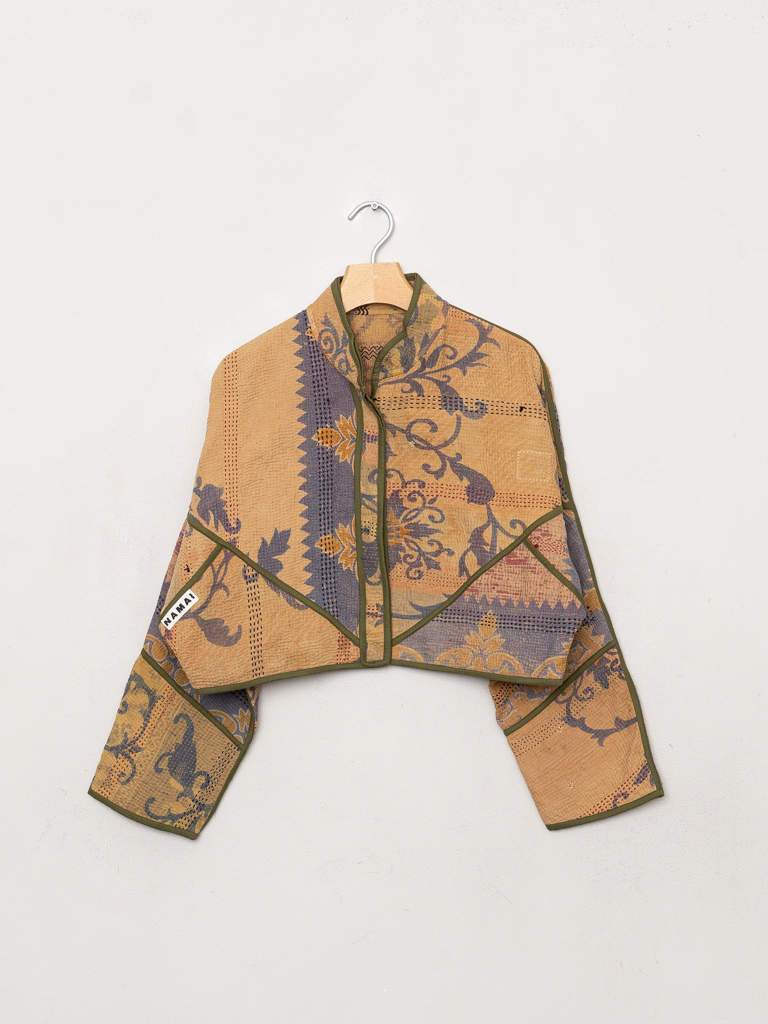 The Kaira Cropped Quilted Patchwork Kantha Jacket