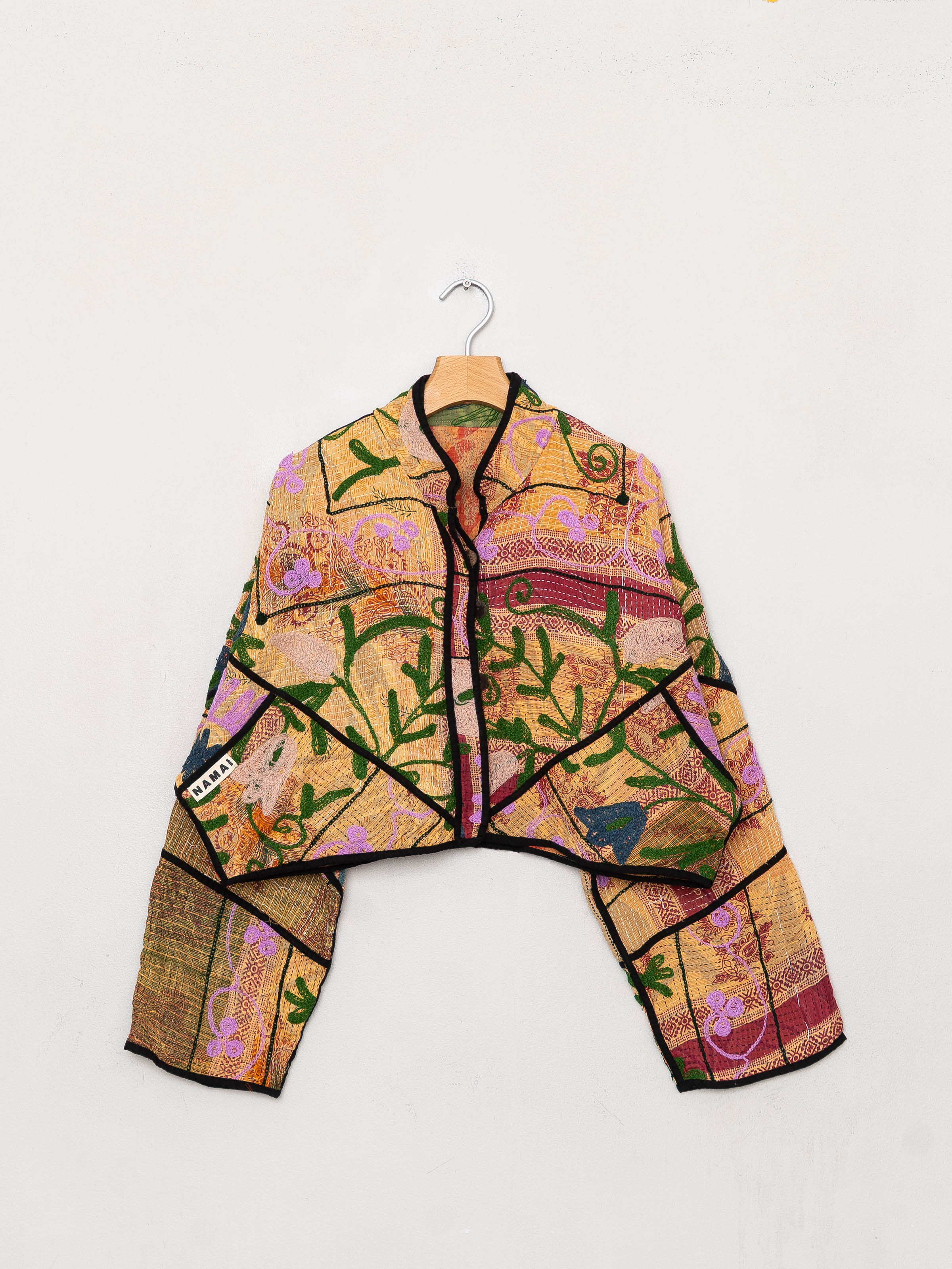 The Kaira Cropped Suzani Quilted Kantha Jacket