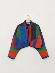 The Kaira Cropped Quilted Patchwork Kantha Jacket