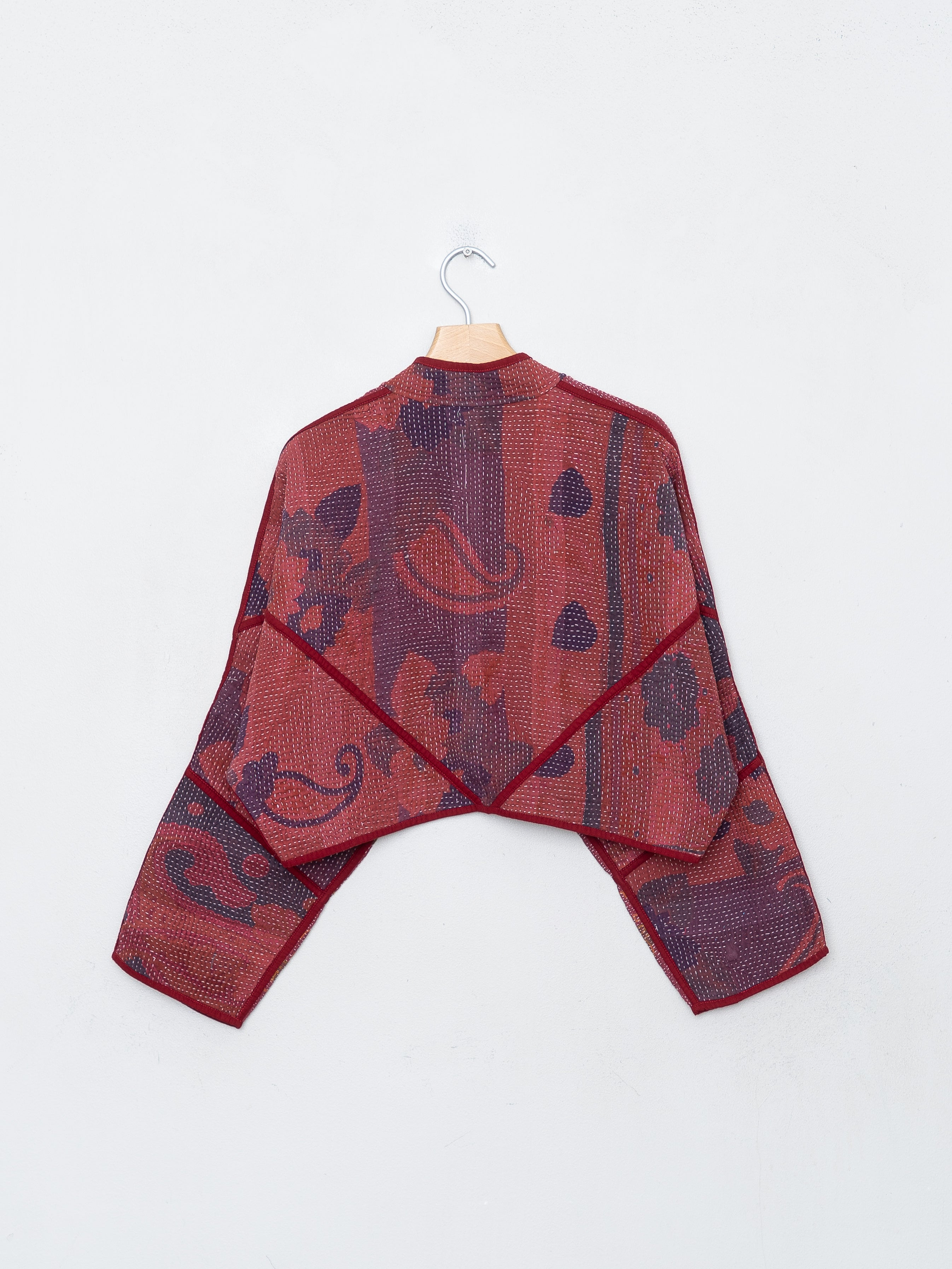 The Kaira Cropped Quilted Indigo Kantha Jacket