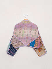 The Kaira Cropped Quilted Patchwork Kantha Jacket