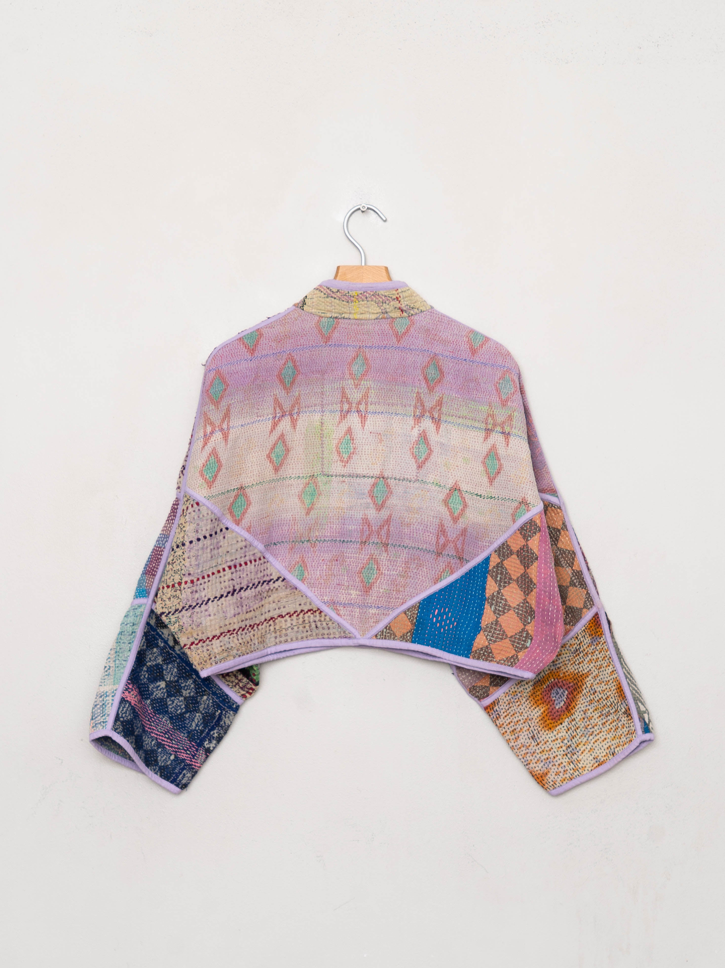 The Kaira Cropped Quilted Patchwork Kantha Jacket