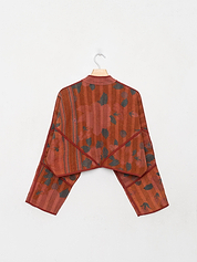 The Kaira Cropped Quilted Indigo Kantha Jacket