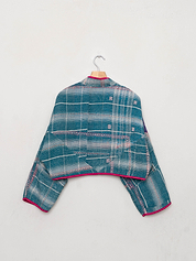 The Kaira Cropped Quilted Patchwork Kantha Jacket