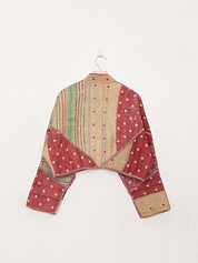 The Kaira Cropped Quilted Patchwork Kantha Jacket